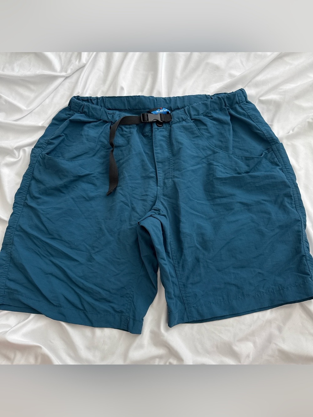 Kavu Men's Teal Shorts with Built-In Webbing Belt